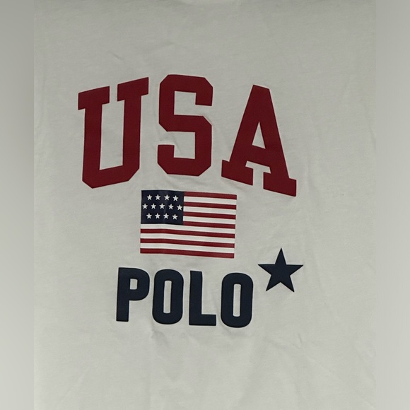62. Polo by Ralph Lauren| White USA Flag Classic Crewneck  T-Shirt - Picture 5 of 6